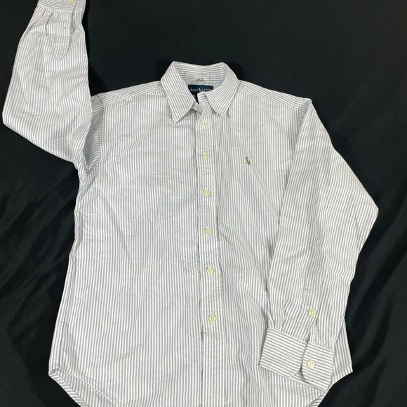 Ralph Lauren Boys Striped Long Sleeve Button Up Shirt Size 10 - Picture 8 of 10
